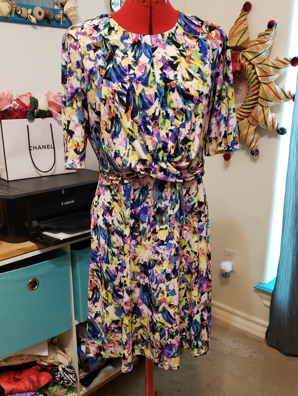 Floral Abstract Print Women’s Dress - Multicolor